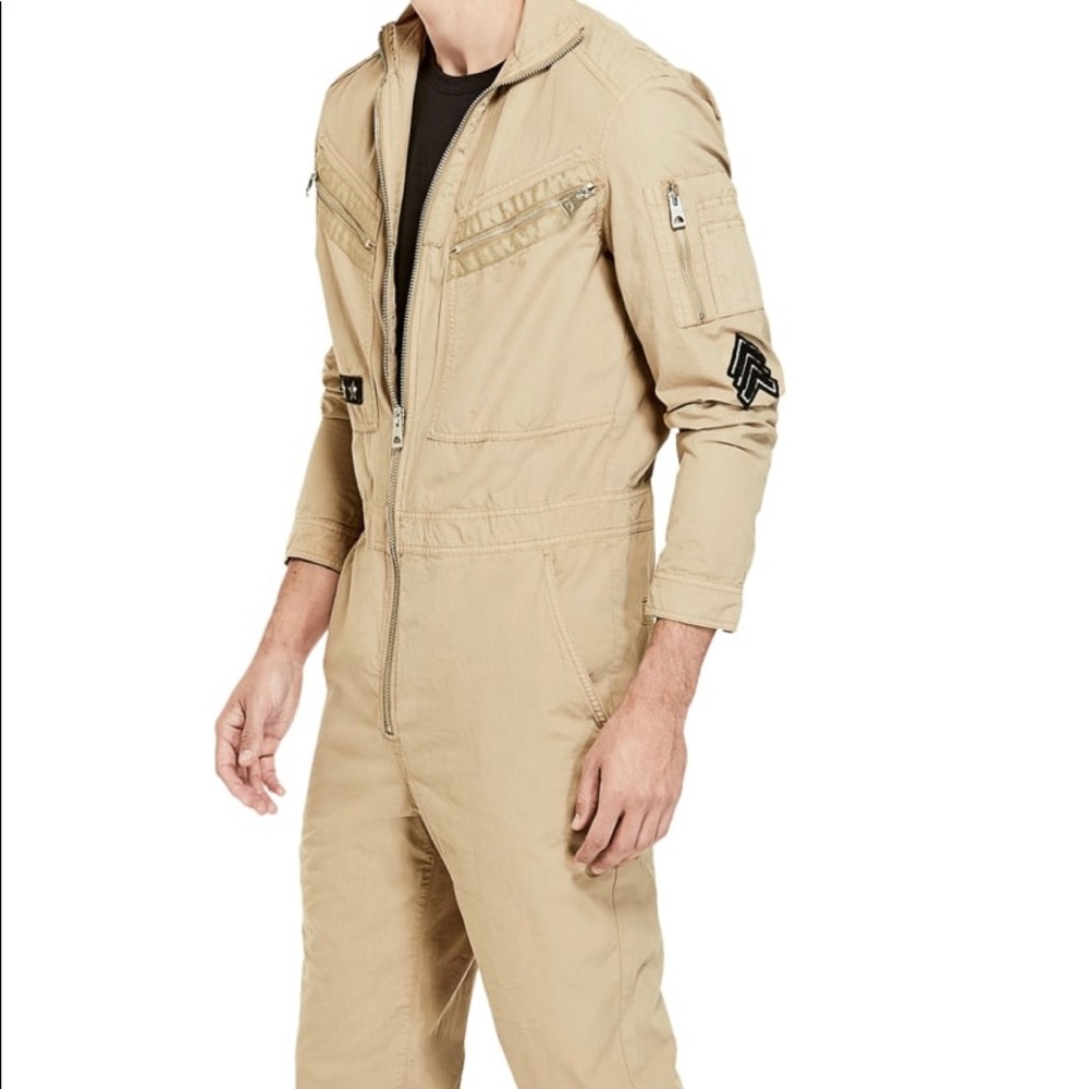 J0021 NWT Guess Men's Boyd Patch Poplin Jumpsuit L